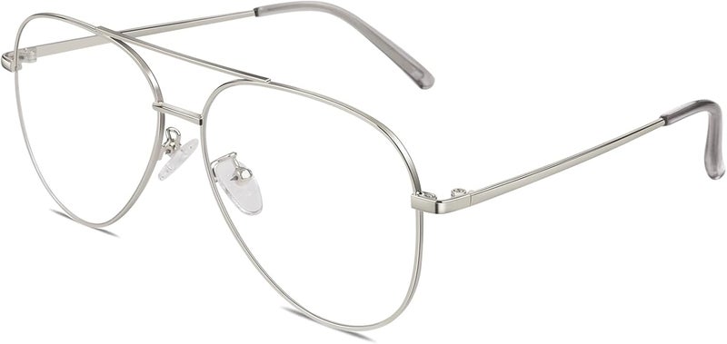 GQUEEN Fake Glasses Women Men Clear Lens Metal Frame UV400 Protection Fashion Retro Pilot Style Eyeglasses - Image 1